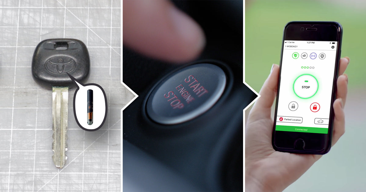Evolution of car keys: a transponder key, a push-button engine start and a phone key app