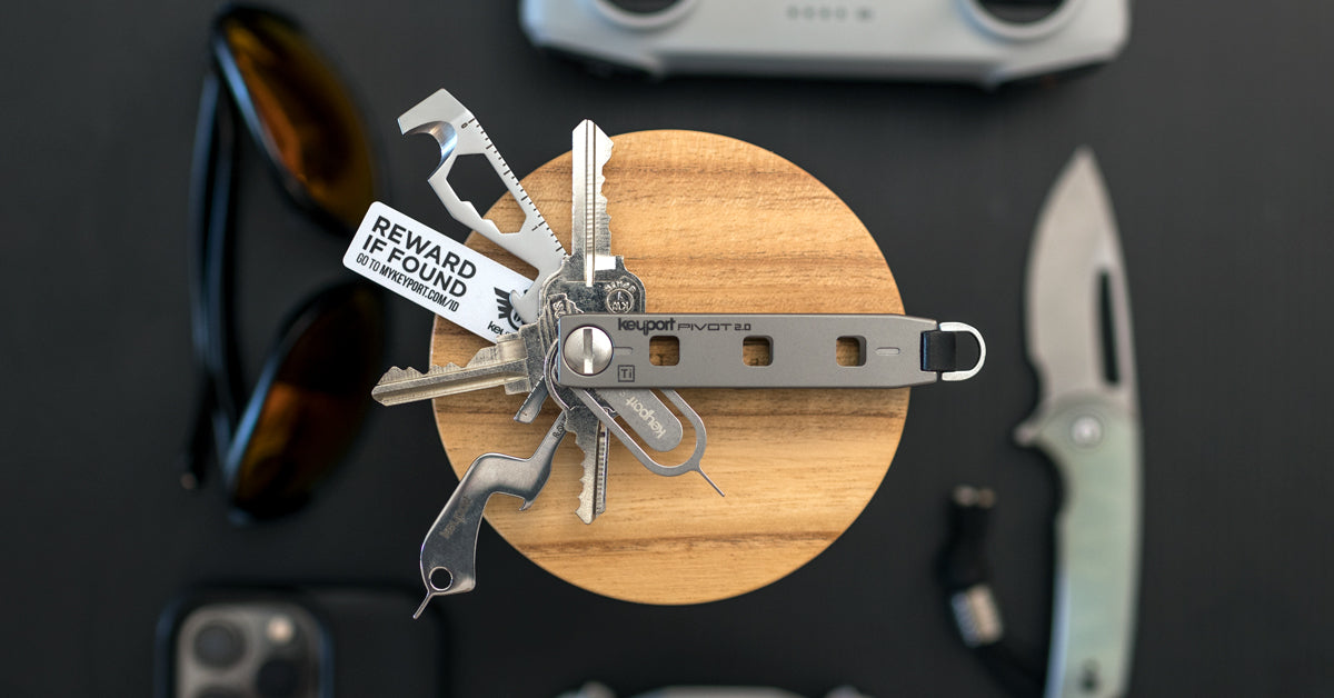 Bulky, jingly keychain vs. Streamlined Keyport Pivot key organizer