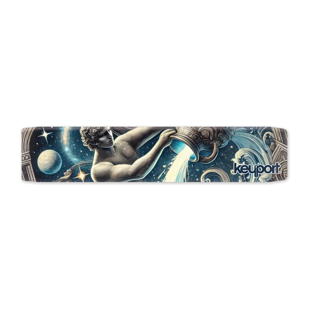 Keyport Aquarius Zodiac Faceplate: marble water-bearer pouring from an urn on a starfield with Greek stonework