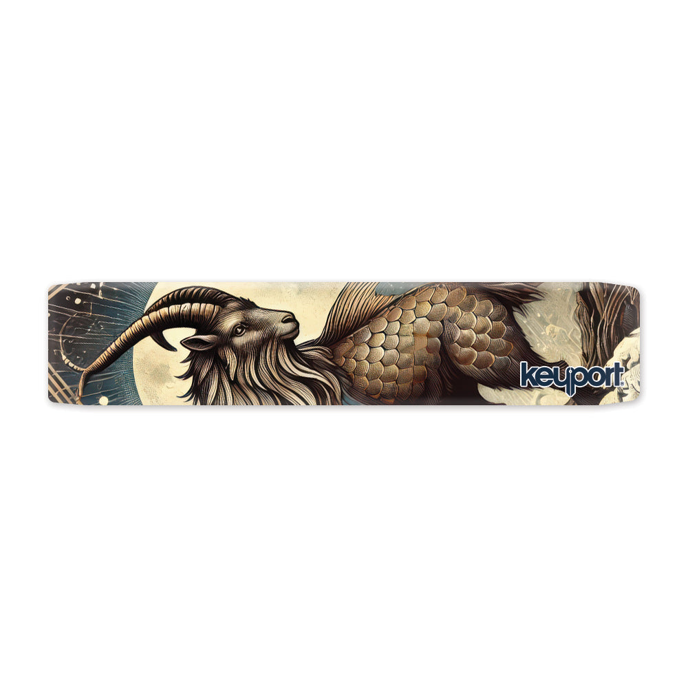 Keyport Capricorn Zodiac Faceplate: sea-goat with sweeping horns and bronze fish-scale body before a pale moon