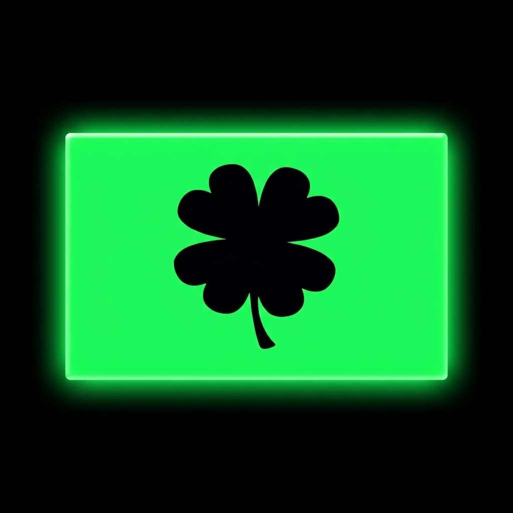 Embrite BEACON patch by TEC Accessories glowing green with a black four-leaf clover graphic