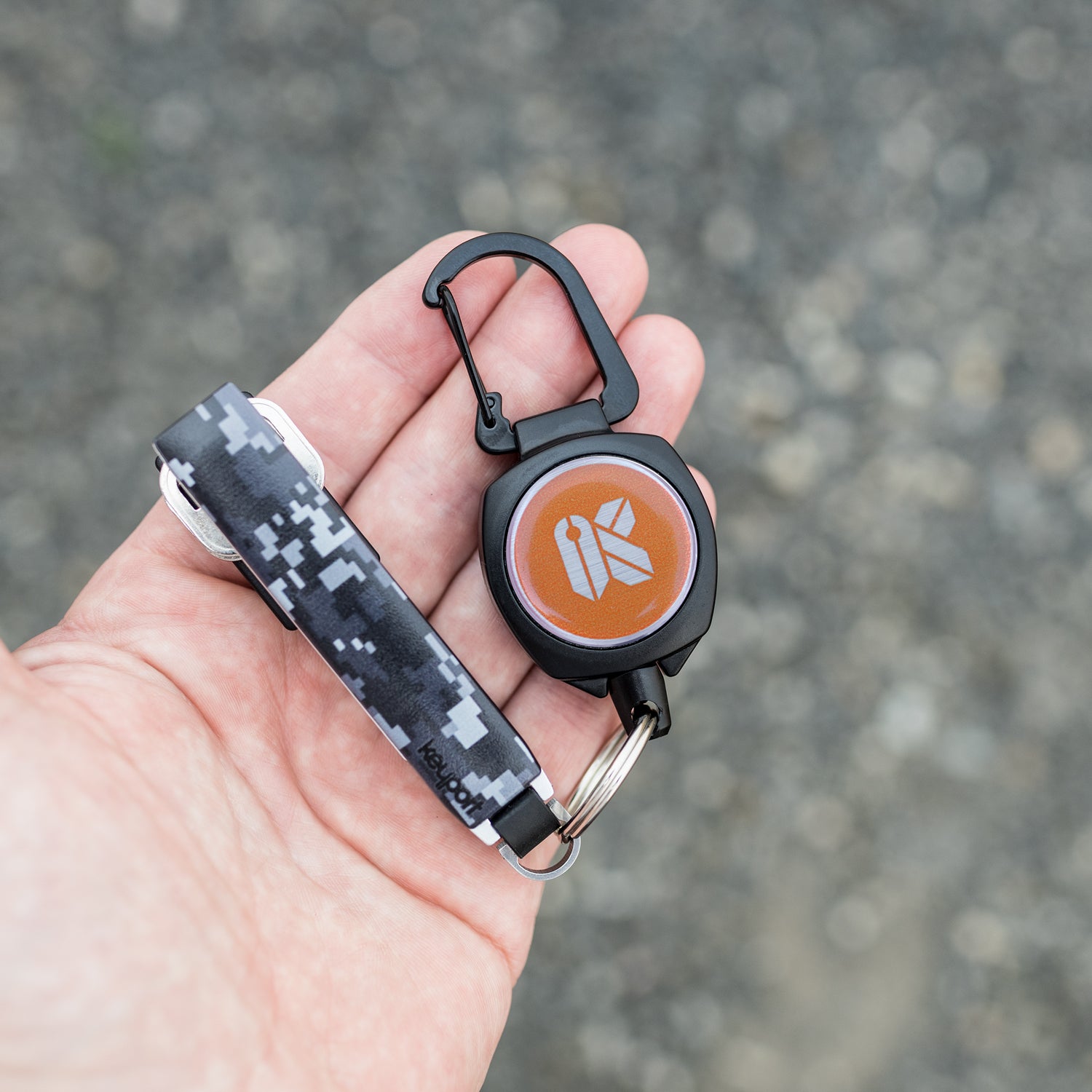 Sidekick Retractable Mini-Reel - K Icon - Orange on Black