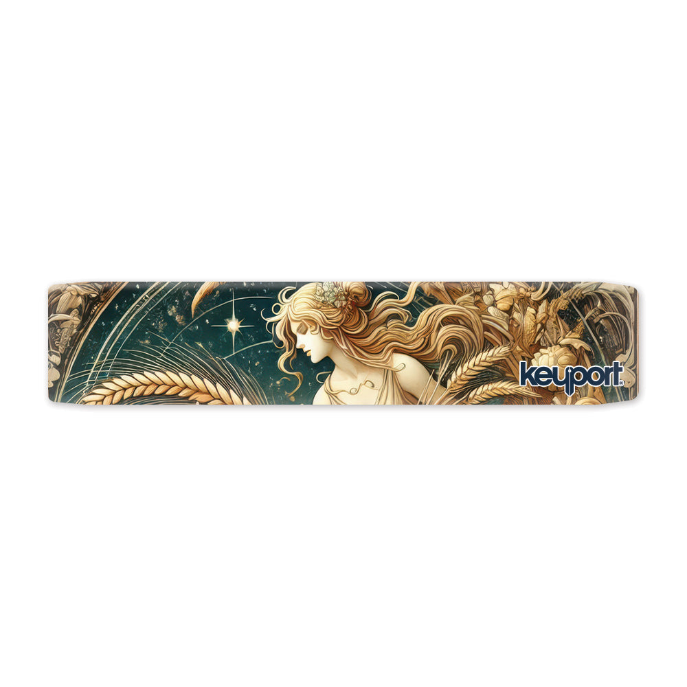 Keyport Virgo Zodiac Faceplate: golden-haired maiden with flowers among wheat sheaves beneath a bright star