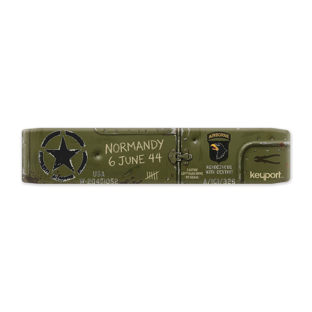 Willys MB Jeep Faceplate featuring Normandy 6 June 44 design and military insignia.