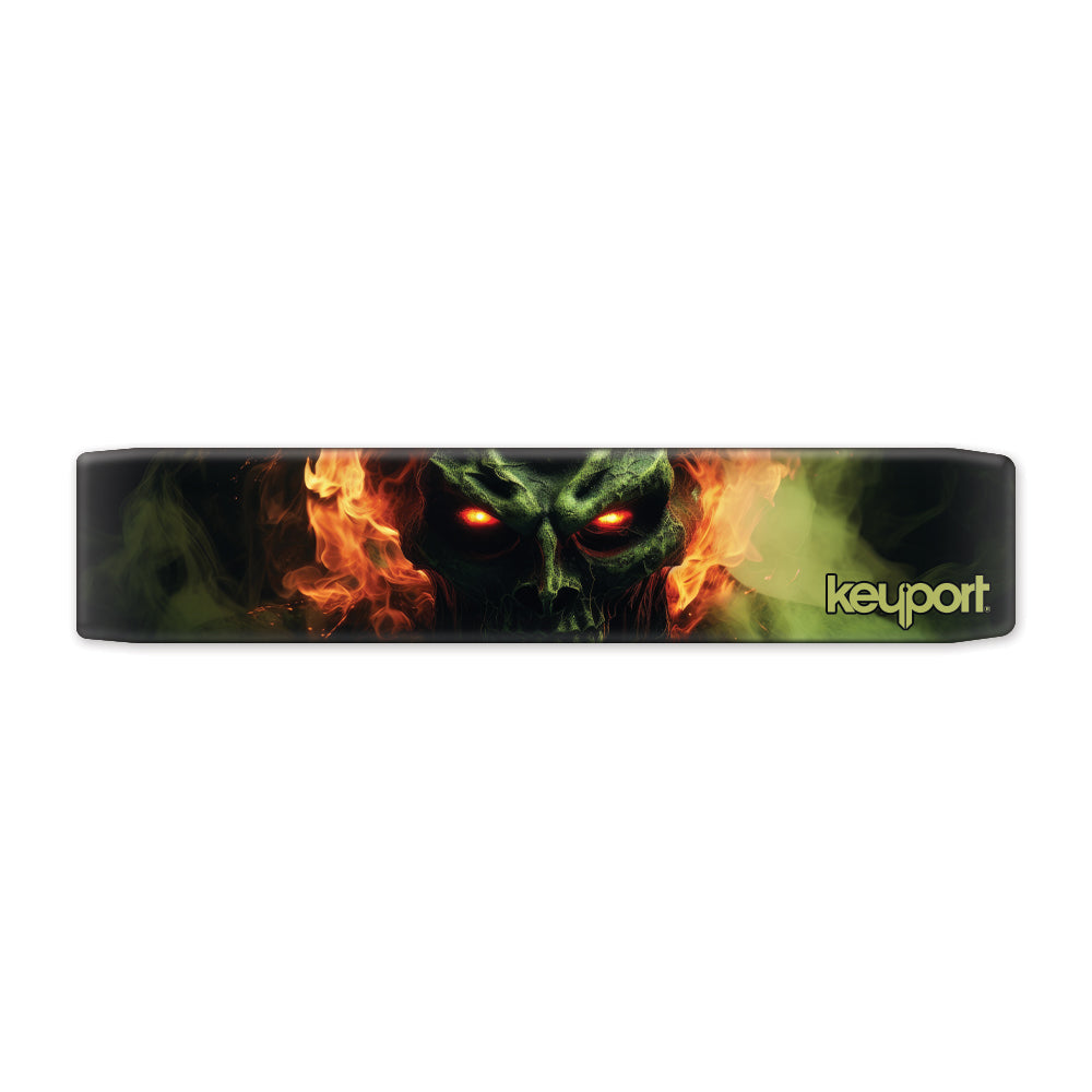 Keyport Faceplate featuring a fiery skull for Halloween