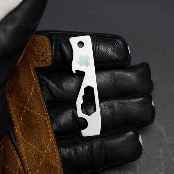 Custom engraved lucky green 4-leaf clover MOCA 10-in-1 keychain multi-tool