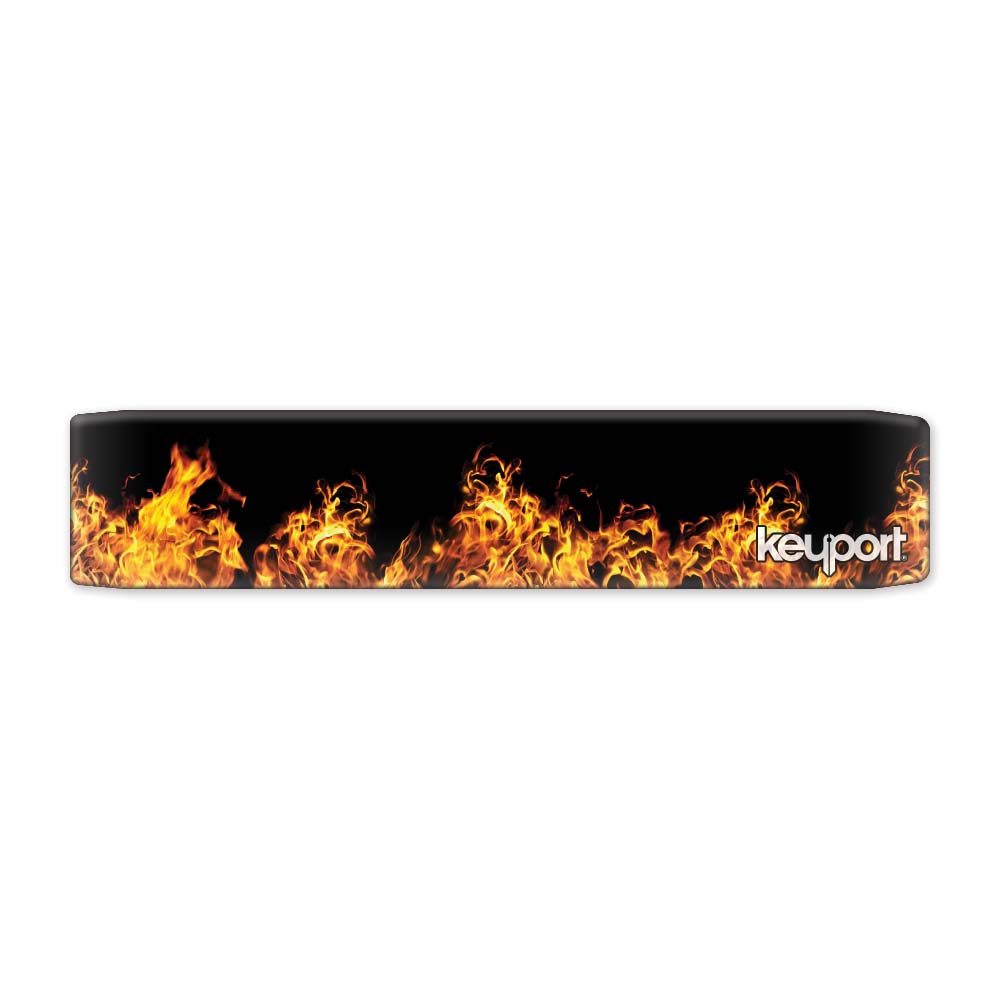 Keyport Faceplate with a vibrant flame pattern showcasing fire in bright colors