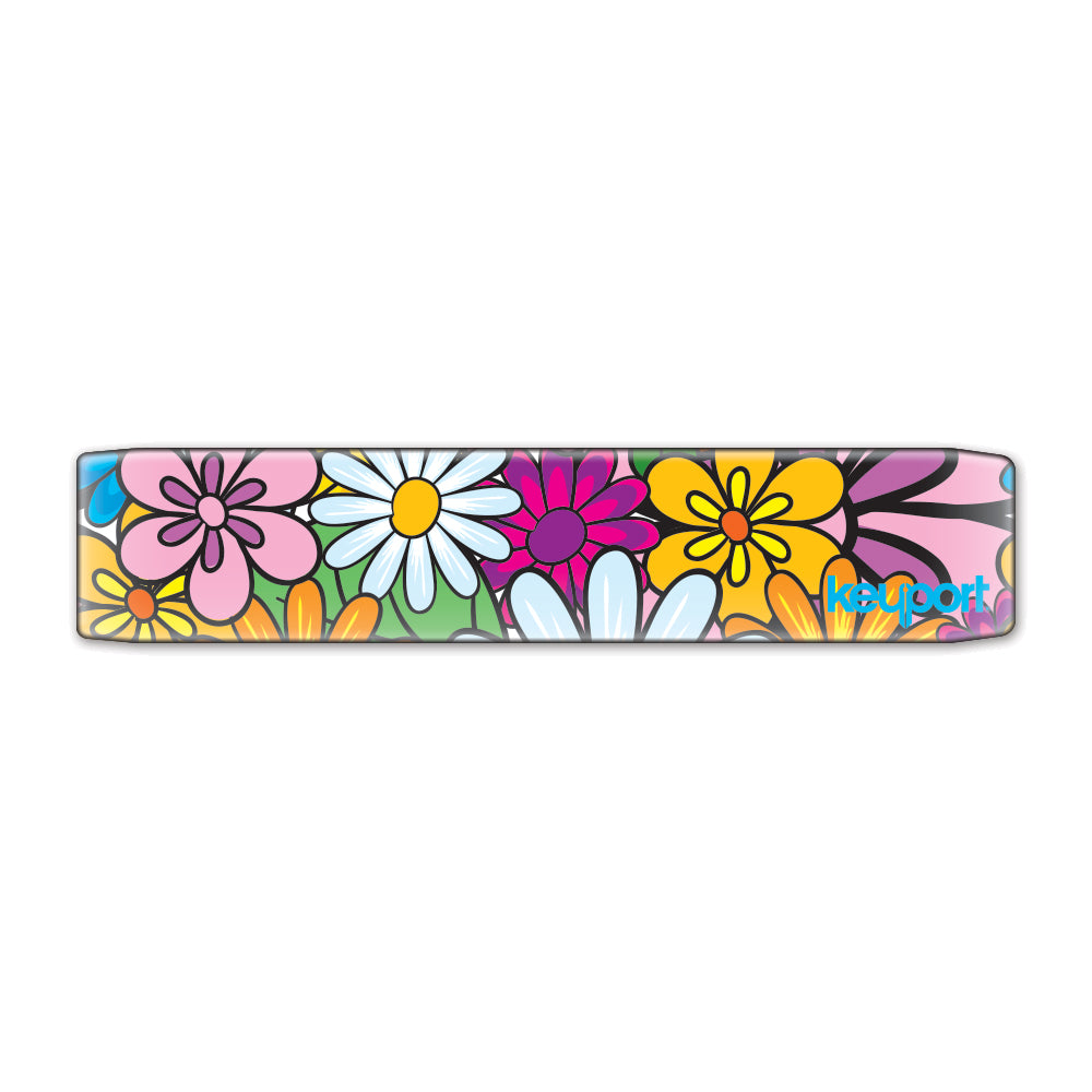 Keyport Faceplate with a retro flower power design, displaying colorful floral patterns