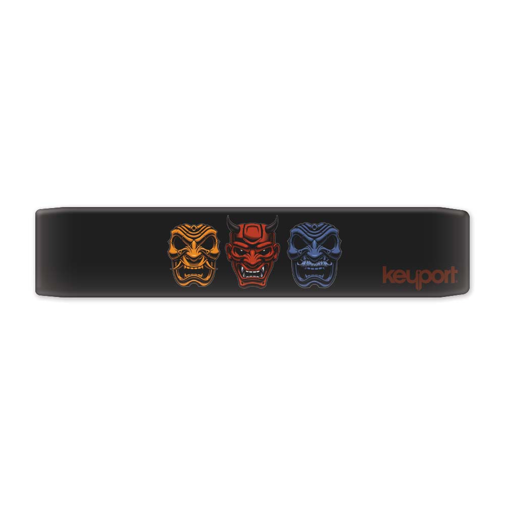 Keyport Faceplate featuring stylized samurai masks