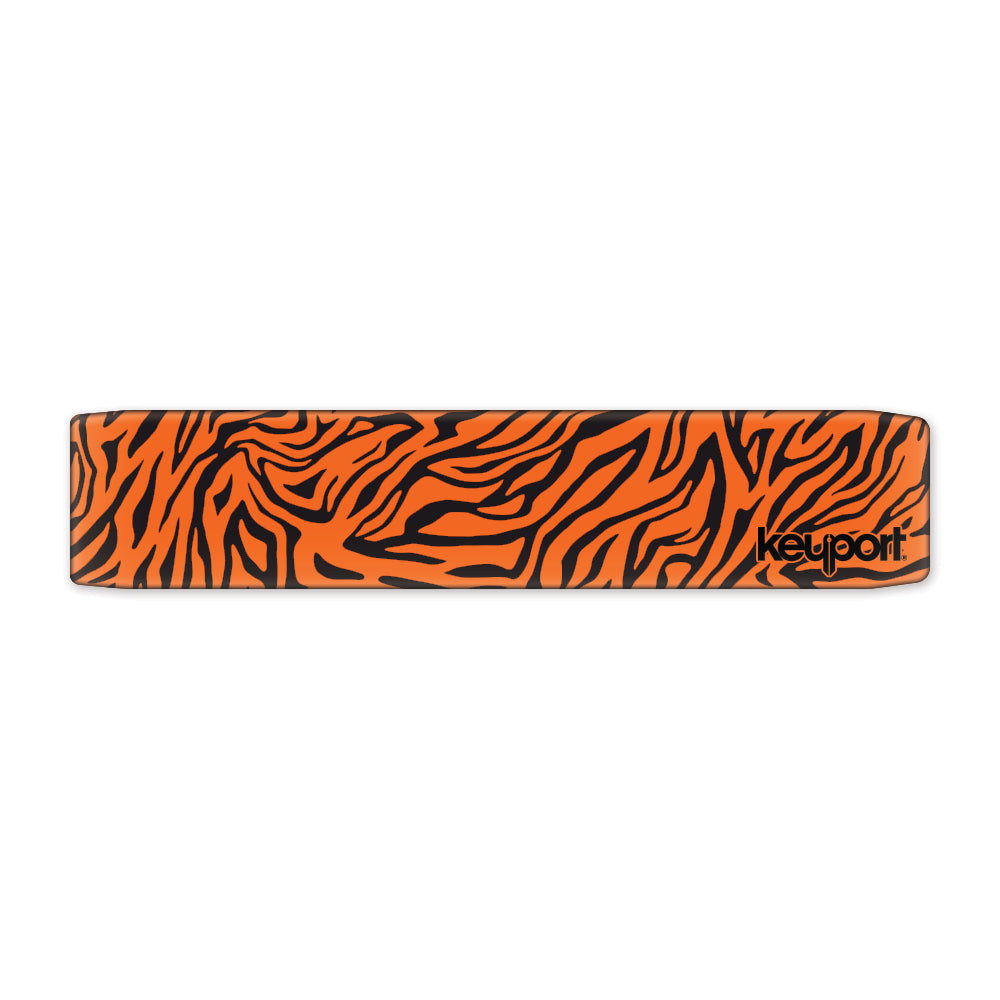 Keyport Faceplate with a tiger skin design, showing orange and black stripes
