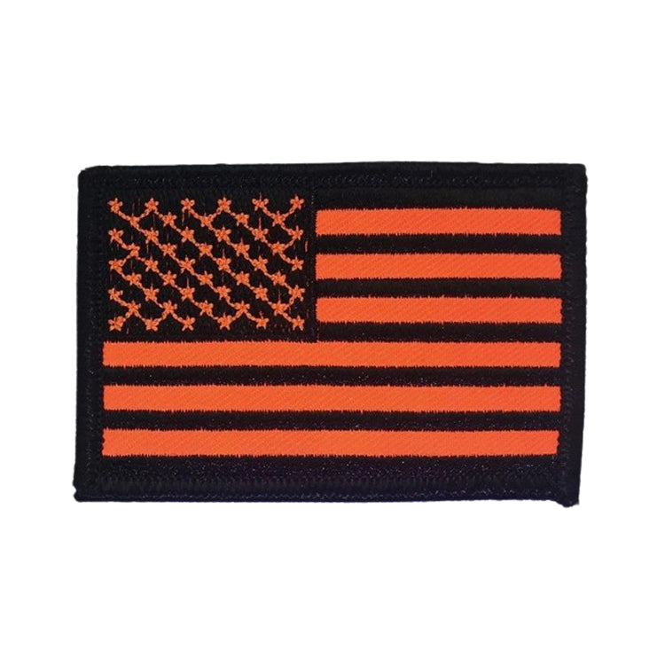 2x3 black and blaze orange hook & loop tactical morale patch