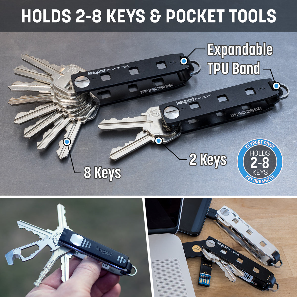 Pivot 2.0 - Key Organizer Keychain | EDC Keychain | Keyport