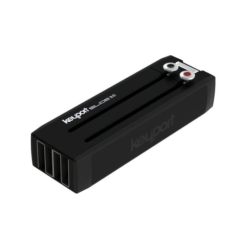 Black 4-port Keyport Slide 3.0 modular key holder with FREE 2 year subscription to KeyportID lost and found service