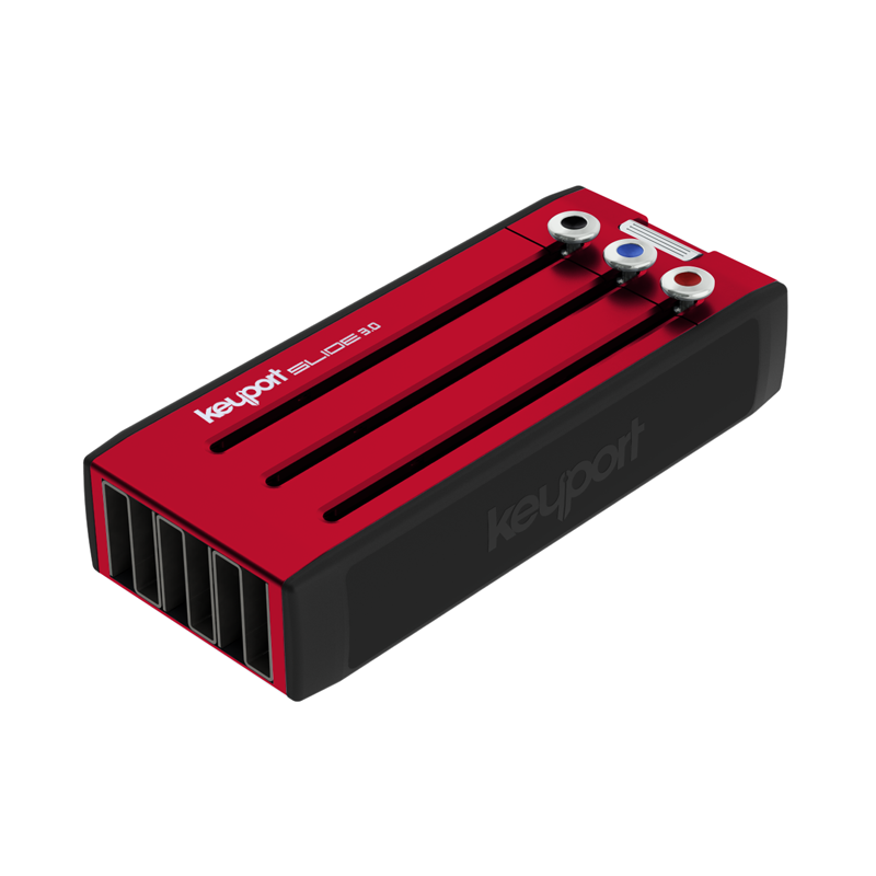 Red 6-port modular Keyport Slide 3.0 premium key holder