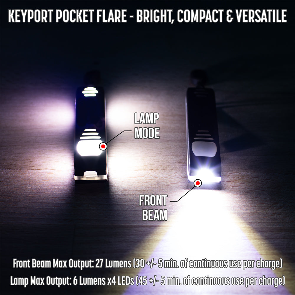 Keyport Utility Bundle keychain tool includes Pocket Flare mini-flashlight with beam and lamp modes