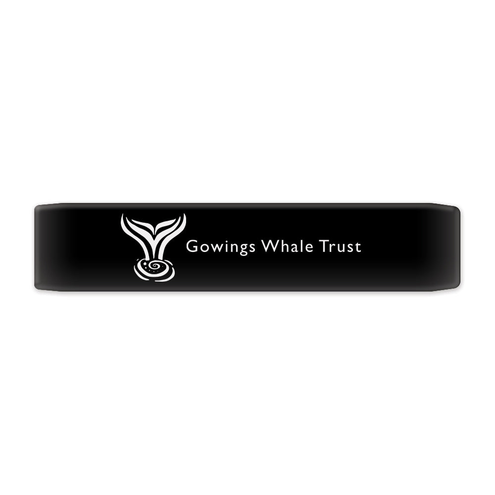 Keyport Faceplate with a whale tail design from Gowings Whale Trust in white on black