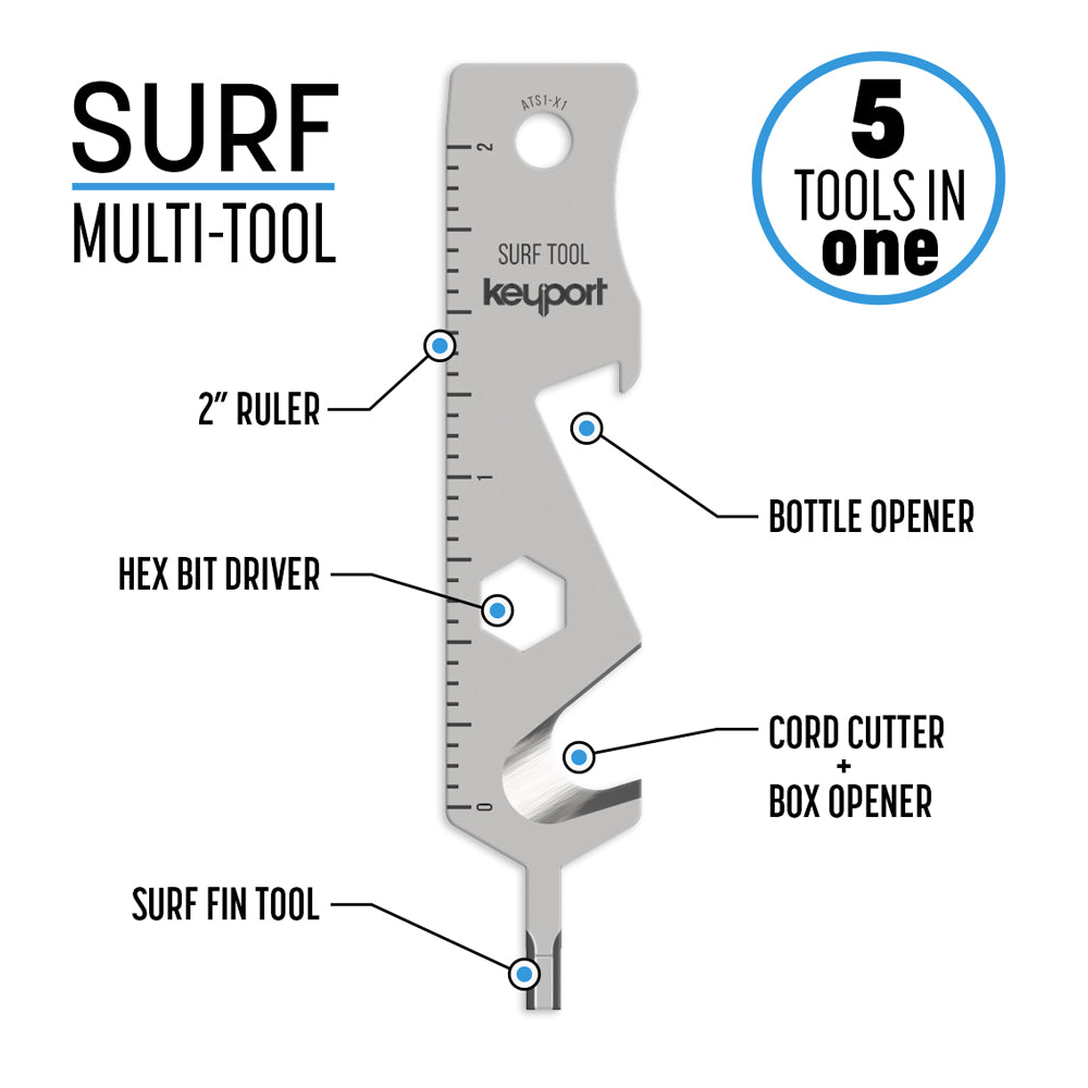 Custom Fin Key Tool Surf Tool | Surf Fin Key | Multi-Tool for Surfers | Keyport